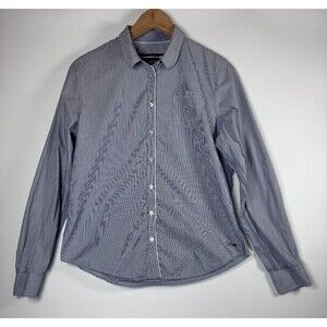 Saint James Button Down Shirt Womens Small Blue White Stripe Long Sleeve Coastal